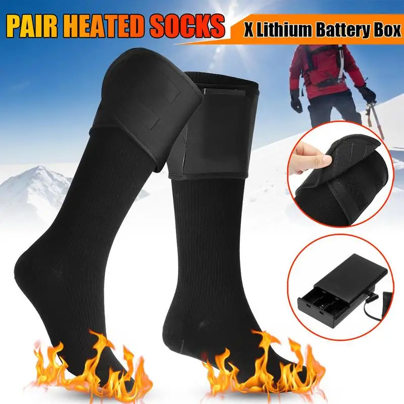 

Heated Socks Man Winter Outdoor Sport Thermal Heated Foot Warmer Ski Heated Socks With Battery Case Warm Snowmobile Skiing