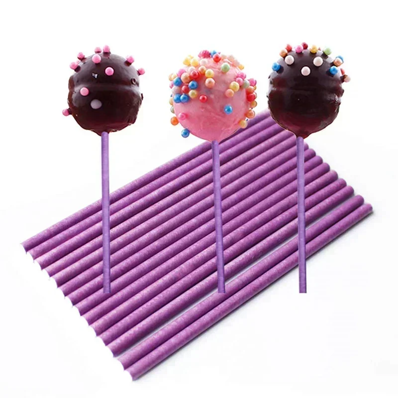 100pcs 6-Inch by 5/32-Inch 150*3.5mm paper lollipop sucker sticks for cake pops candy popcake