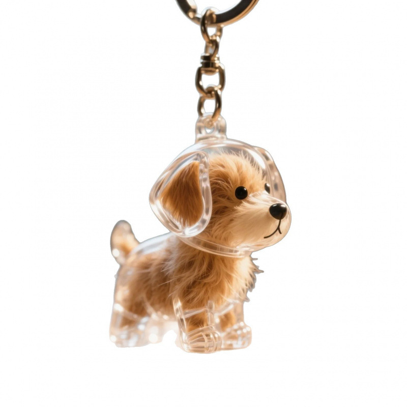 Pet Hair Memorial Clear Keychain Box Cute Animal Fur Storage Capsule Decor Gift Dog Accessories
