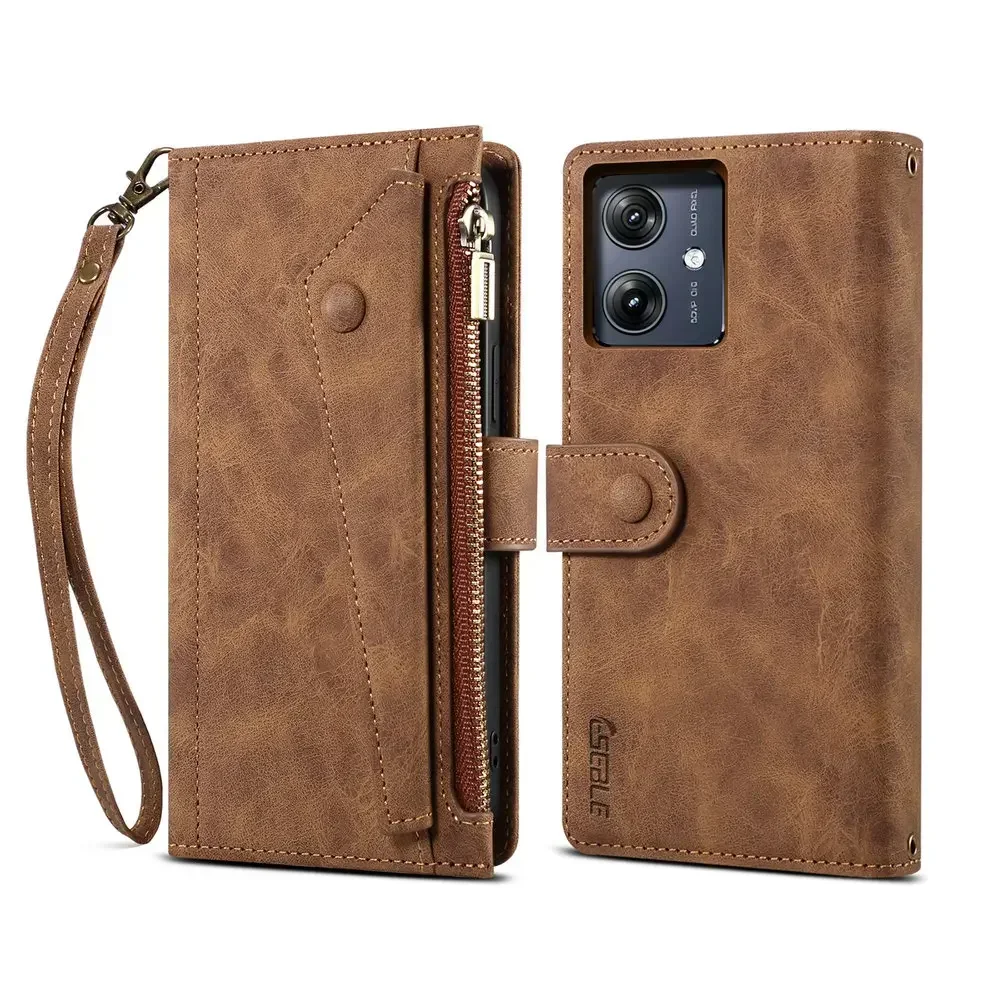 Zipper Leather Flip Case Wallet and Crossbody Book Cover