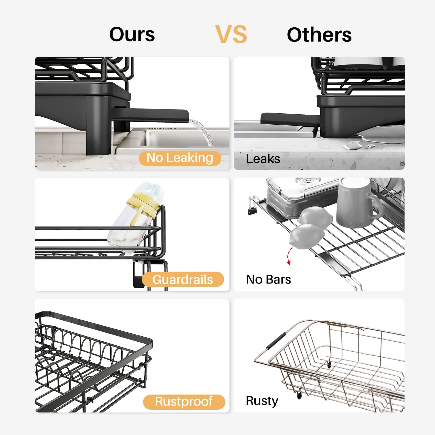 Dish Drying Rack Extendable Sink Drying Drainer Kitchen Counter Stainless Steel Strainer