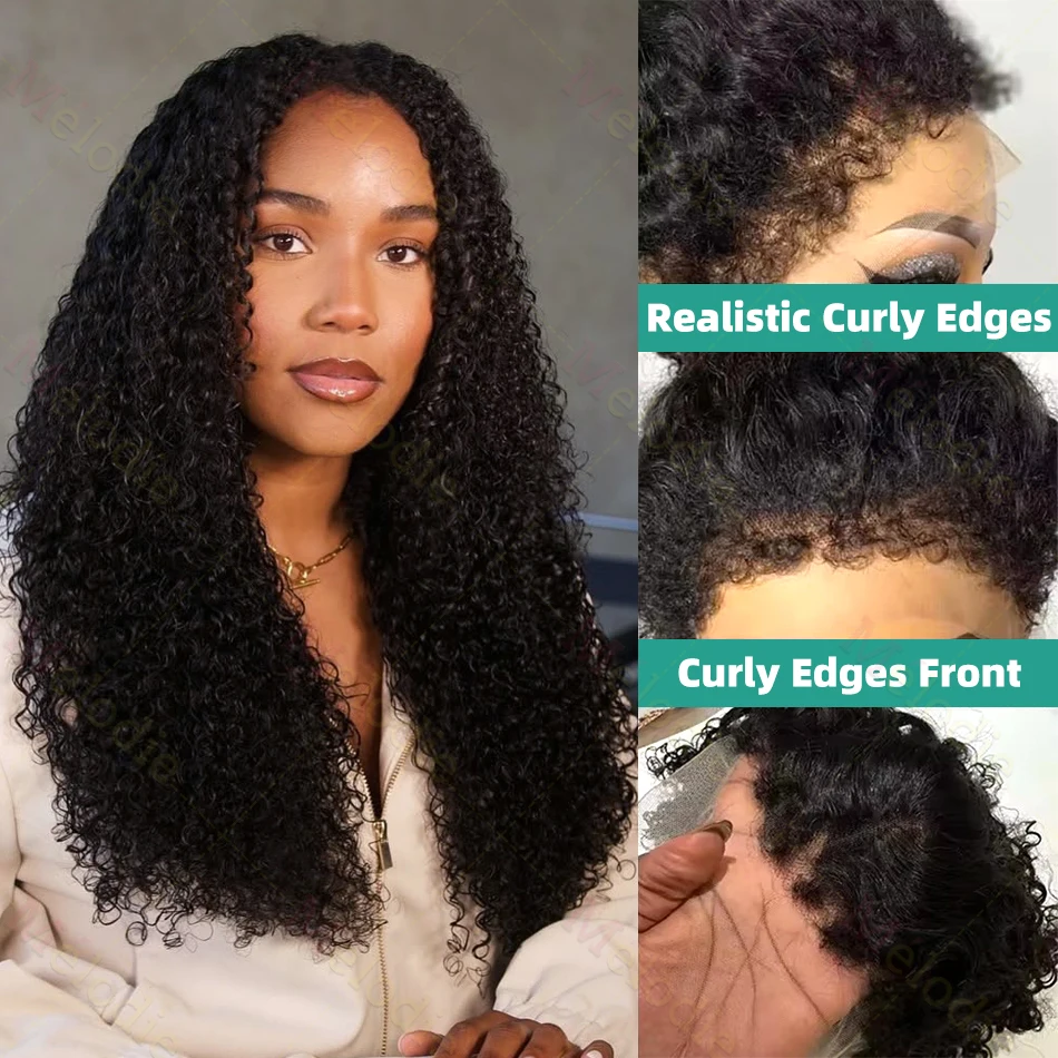MELODIE 200% Density 13x4 Afro Kinky Curly Human Hair Wig Remy Hair 13x6 HD Transparent Lace Frontal Wig Curly Lace Front Wigs 4