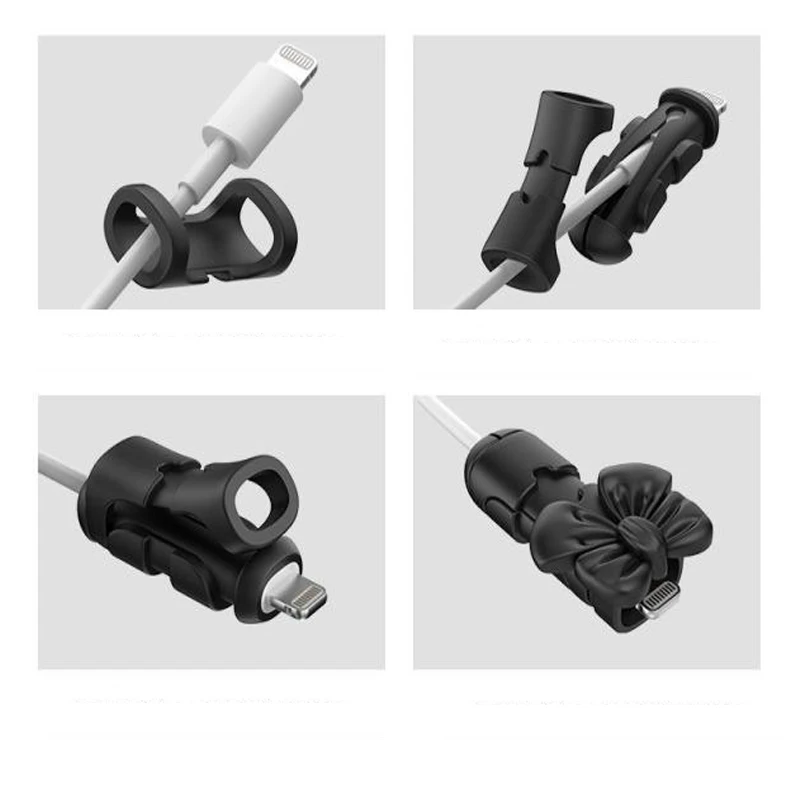 Bowknot Data Cable Protector Cover Cute Silicone Type C Charger Cables Saver Universal Mini Anti-Break Mobile Phone Cord Holder