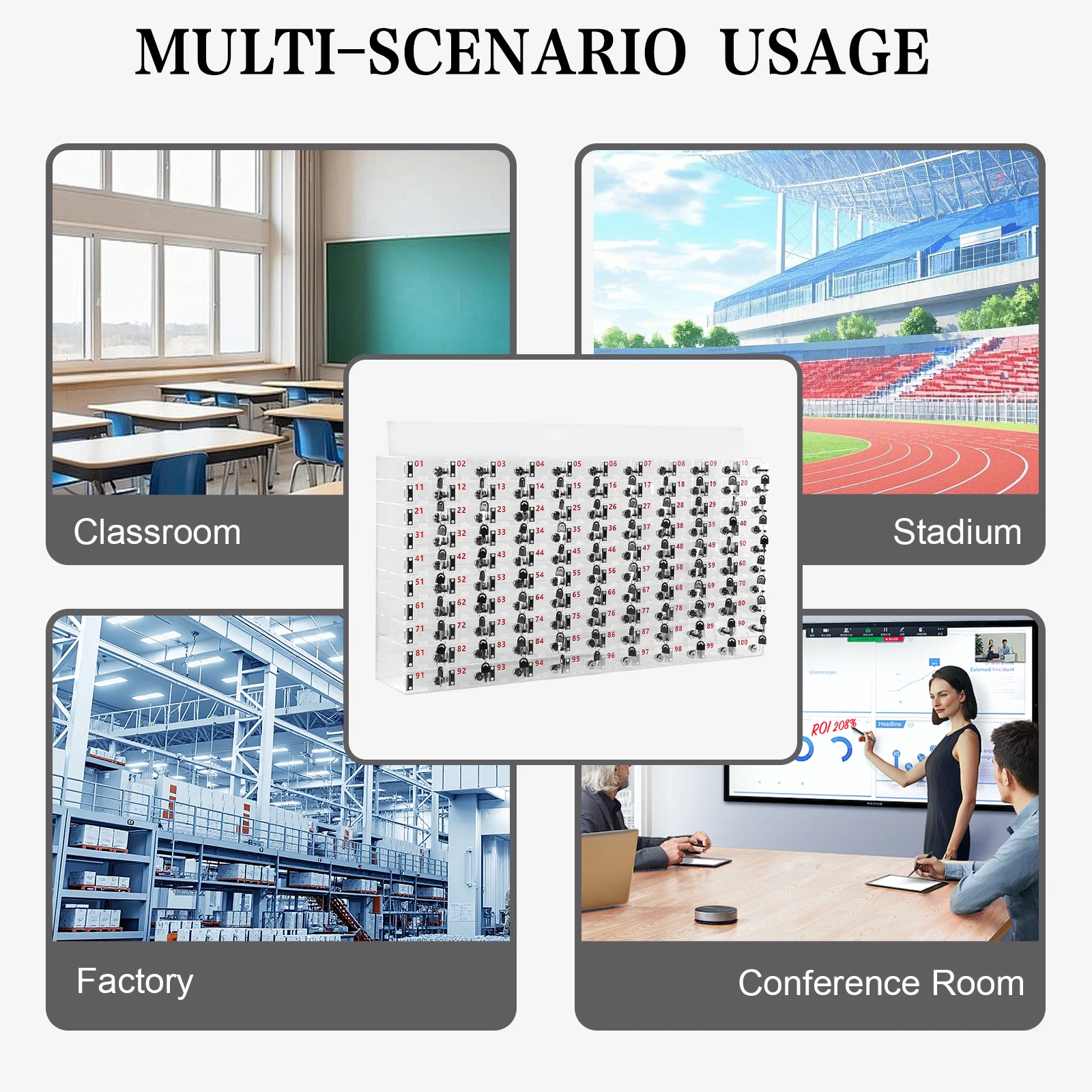 Phone Jail Storage Cabinet with Door Locks and Keys Cell Phone Storage Box Clear Acrylic for School Factory Office Classroom Gym