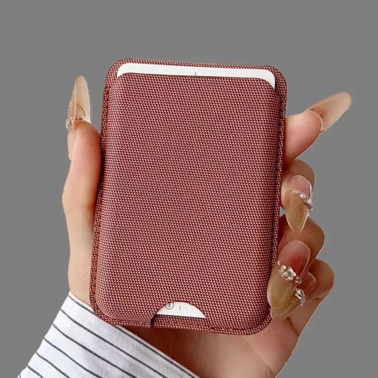 Magnetic Card Holder Wallet Clip with Tech Leather & Fabric - Universal Phone Case Stand
