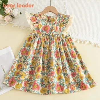 Bear Leader Girls Floral Dresses 2025 New Fashion Sweet Kids Flowers Costumes Children Sleeveless Vestidos Toddler Baby Clothing 1