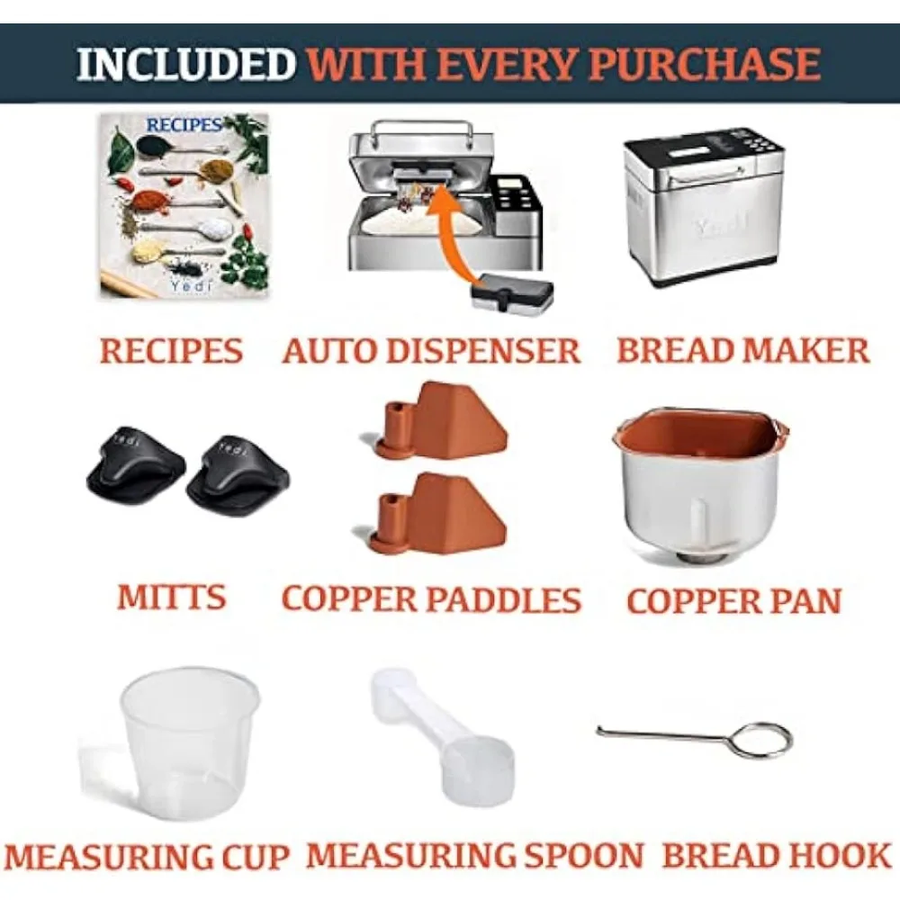 Yedi Total Package 19-in-1 Bread Maker, with Deluxe Accessory Kit 4