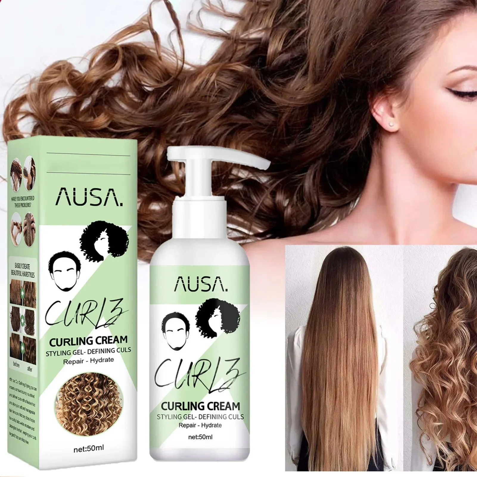 50ml Hair Volumizing Cream Hair Conditioner Volume Lift Styling Cream Curly Elastin Curl Defining Nourishing