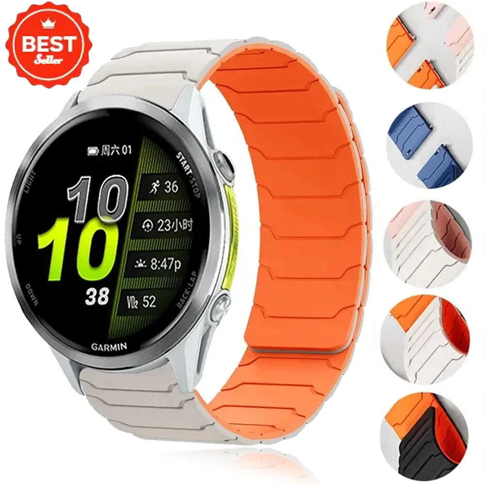 Sports Silicone Strap with Magnetic Breathable Design - 20mm/22mm