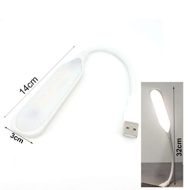 Portable DC USB port Eye Care LED Book Night Light Student mini Reading Lamp Laptop Keyboard PC Lighting Desk Lamp for powerbank