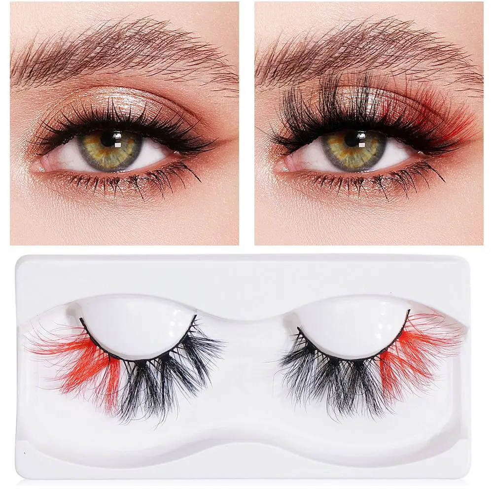 Natural Soft Women Full Strip Lashes Fake Eyelashes Party Colored Lashes Mink Lashes Lashes Extension 3D Colorful Eyelashes queenly girls eyelashes 25mm make up mink lashes hand made full strip eyelashes natural long fake eyelashes reusable