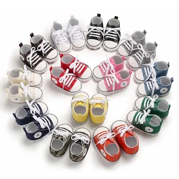 Scarpe da ginnastica di tela Scarpe da bambina per neonato Scarpe da primo camminatore per neonato antiscivolo Suola morbida Scarpe classiche per neonato 0-18 mesi 1