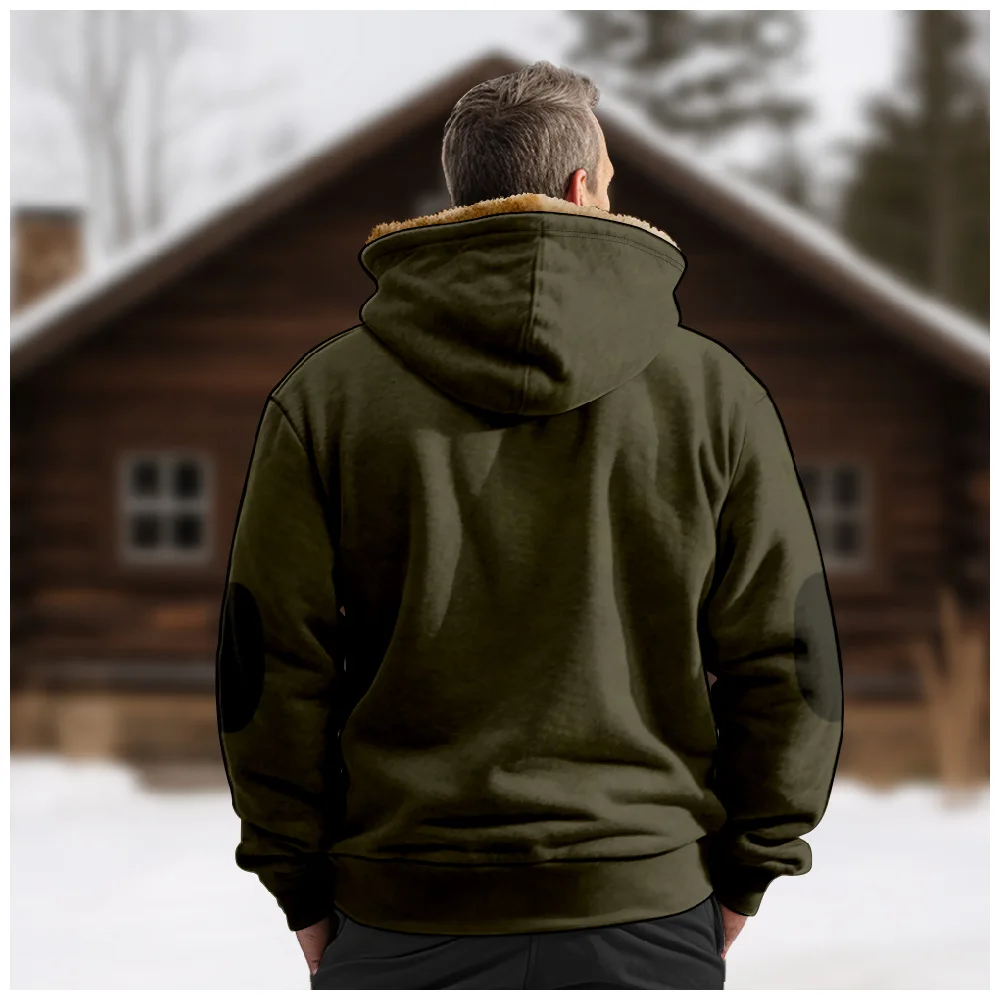 New Creative Pattern Hooded Sweater with Casual Printing Long Sleeve Zipper Sweater Thick Cotton Coat Winter A04