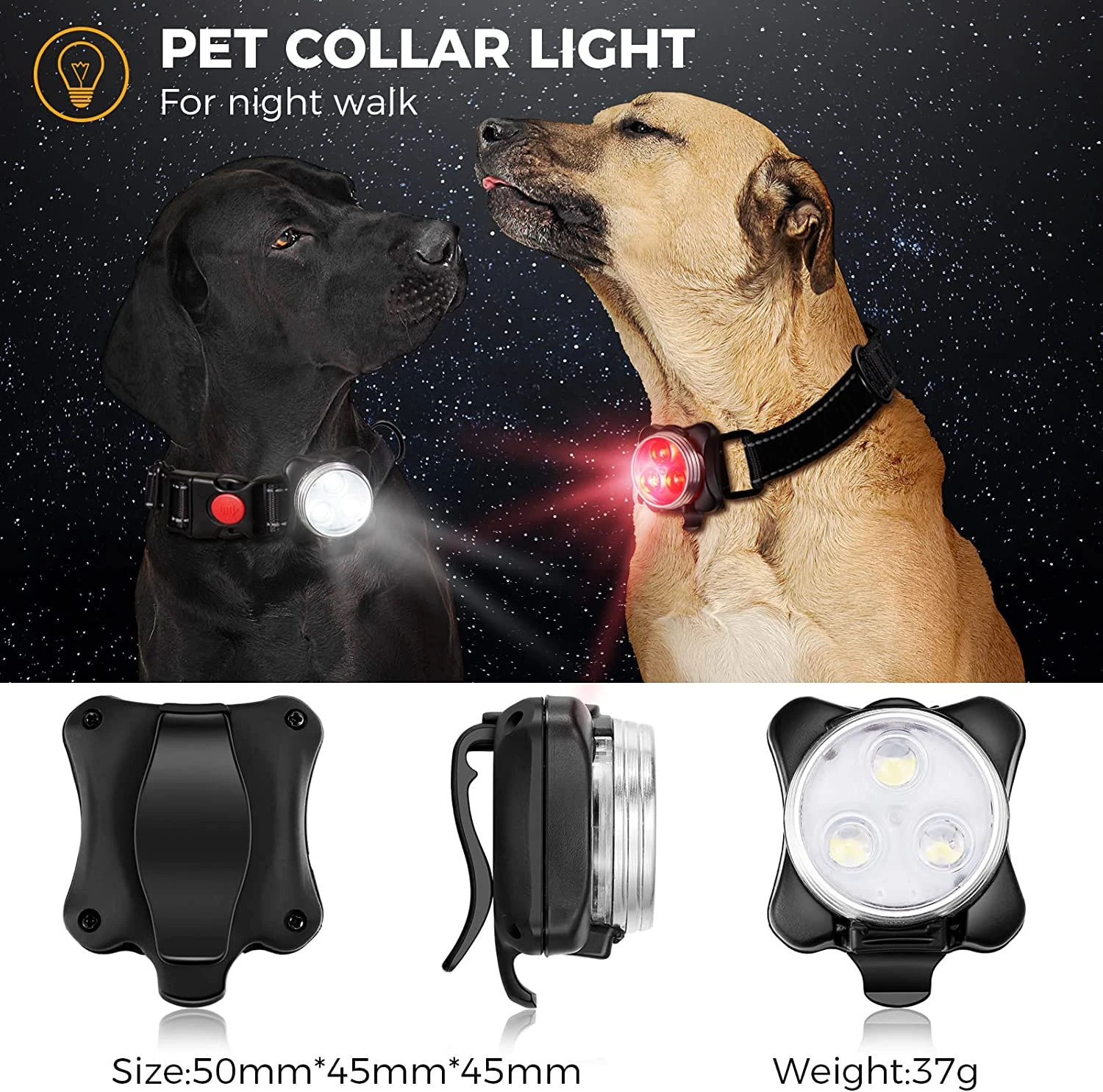 LED Dog Collar Light for Night Walking Pet Dog Led Light Lamp Tag Glow