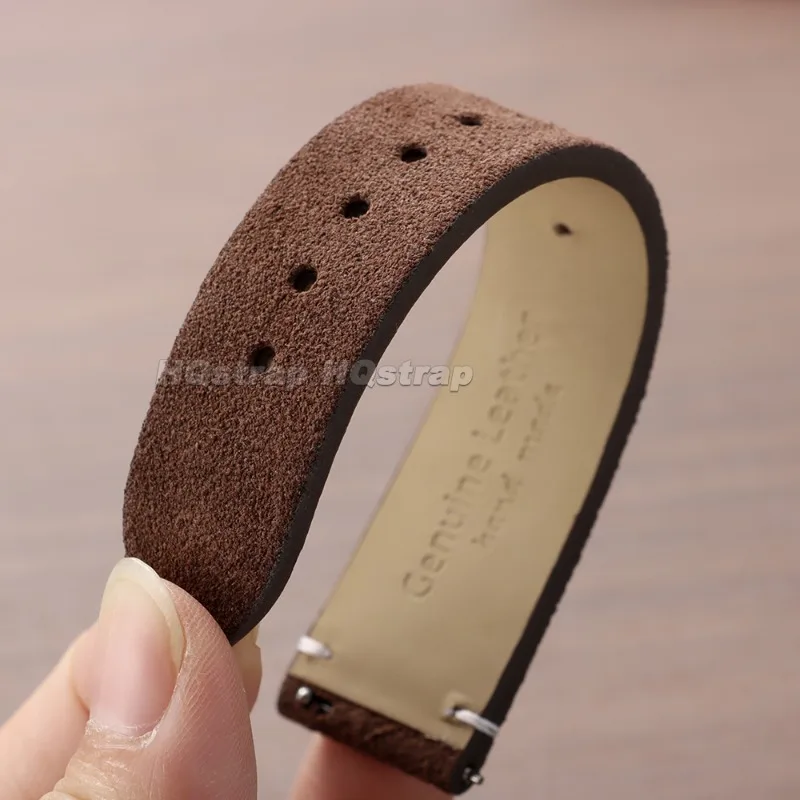Vintage Suede Leather Watch Strap with Butterfly Buckle