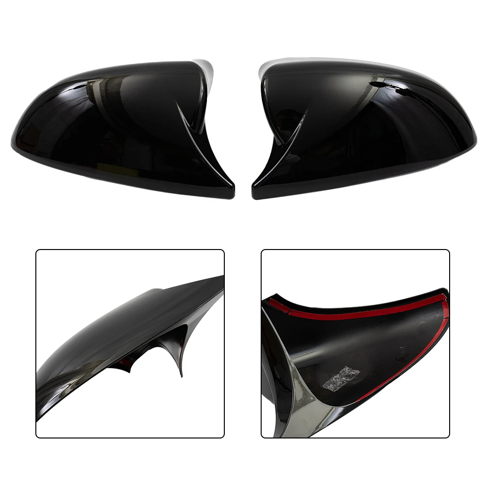 

Car Mirror Cover Left Right Upgrade The Appearance 2PCS ABS Plastic Black Car Accessories Easy Installation With Tape