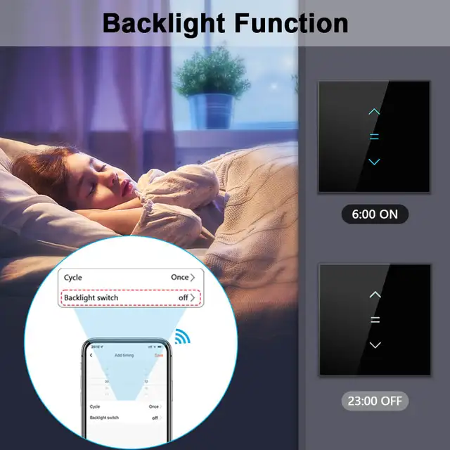 LoraTap Tuya Smart Life WiFi Curtains Blinds Switch Roller Shutters Motor Switch Backlight Style Google Home Alexa Voice Control 3