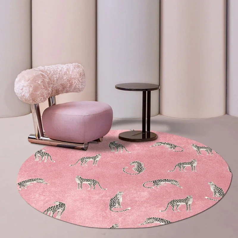 Leopard Print Bedroom Decor Round Rug Fluffy Soft Carpets for Living Room Modern Minimalist Plush Carpet Home Non-slip Floor Mat 3