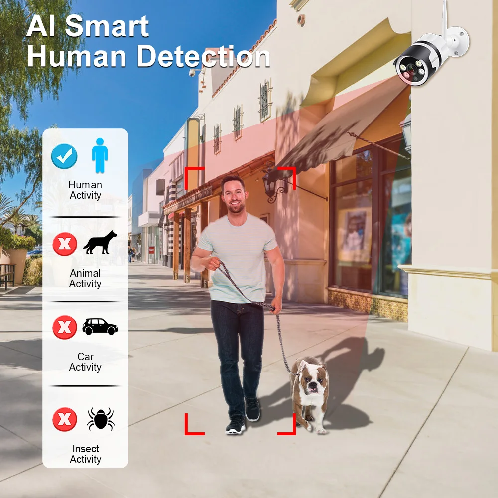 S6788aae07c124e47af6f40e5fa6c77e89 Techage 3MP/5MP WiFi Security Camera System Outdoor Waterproof Night Vision Human Detection Two Way Audio CCTV Surveillance Kit