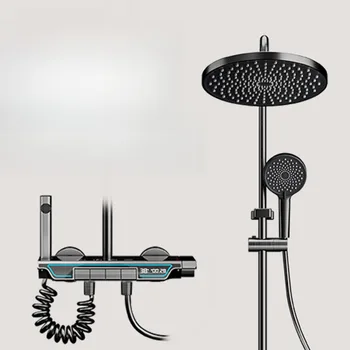 ชุดฝักบัวอาบน้ําในห้องน้ําในครัวเรือน หัวฝักบัวจอแสดงผลดิจิตอลอัจฉริยะแรงดัน 1