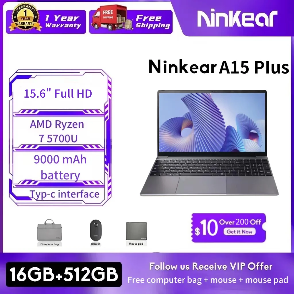 PC Portable Ninkear A15 Plus 15,6" - AMD Ryzen 7 32Go RAM 1To SSD Neuf