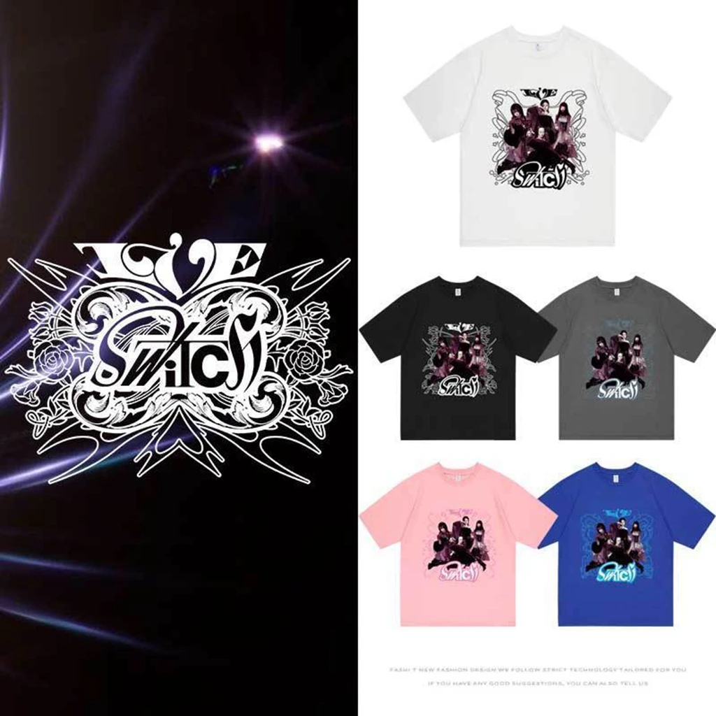 

Y2K Women's Tops IVE SWITCH casual couple summer O-neck short-sleeved girls fashion Harajuku cotton T-shirt