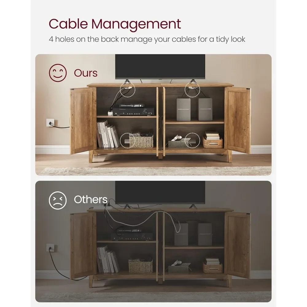 Buffet Storage Cabinet, Credenza Sideboard Table, Kitchen Cupboard with Adjustable Shelves for Living Room, Dining Room