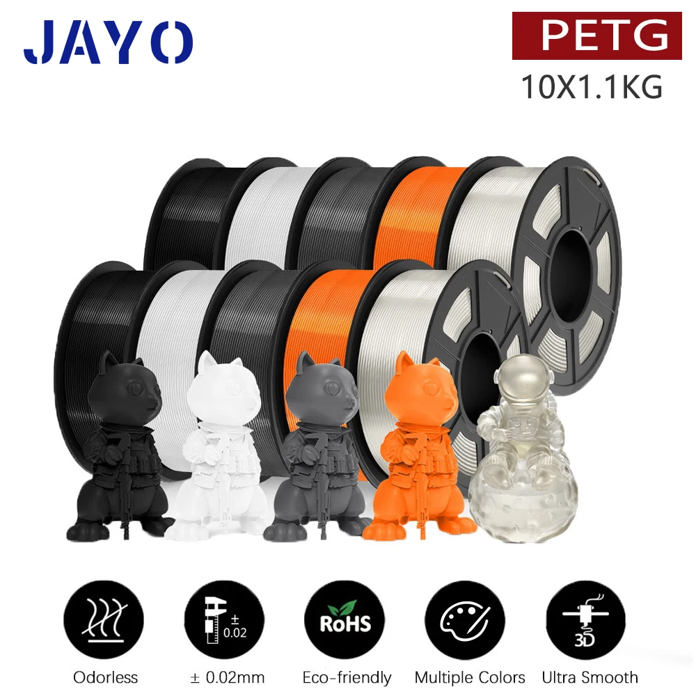 thumbnail image 1 of Filamento PLA/PLA Meta/PETG/PLA PLUS/PLA mate para impresora 3D JAYO de 1,75 mm, 10 rollos, materiales de impresión 3D para impresora 3D y bolígrafo 3D, 1 of 5