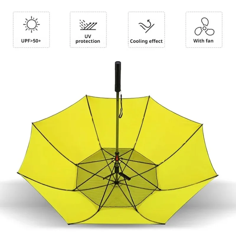 With fan cooling cooling sunshade umbrella sunny rain dualuse vinyl UV protection vinyl umbrella