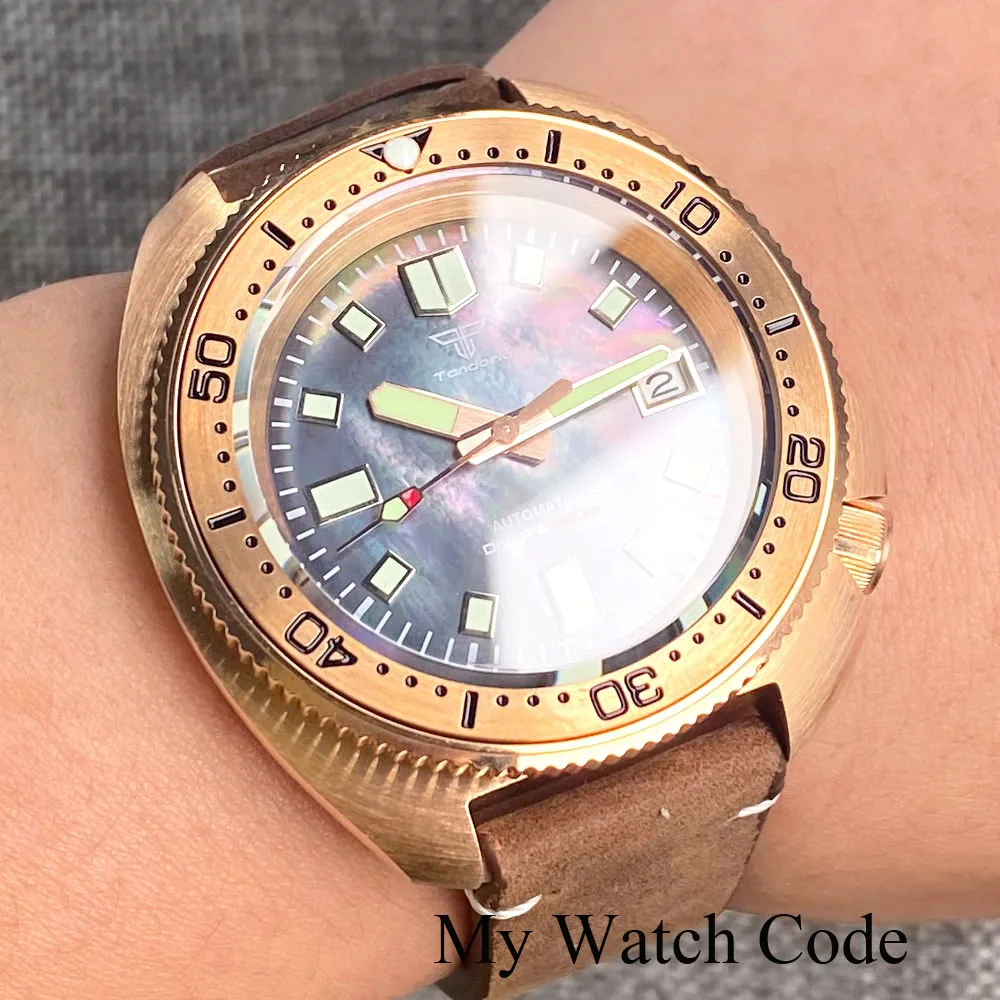 Real Bronze Turtle Dive Mechanical Watch NH35 Movement Sunburst Green Dial Waterproof Wristwatch Reloj Hombre Green Lume 4