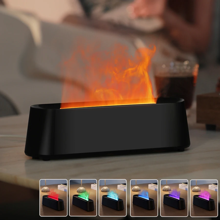 300ML Aroma Oil Diffuser Air Humidifier Seven-Color Flame Car USB Aromatherapy with remote control Portable Cool Mist Usb Led