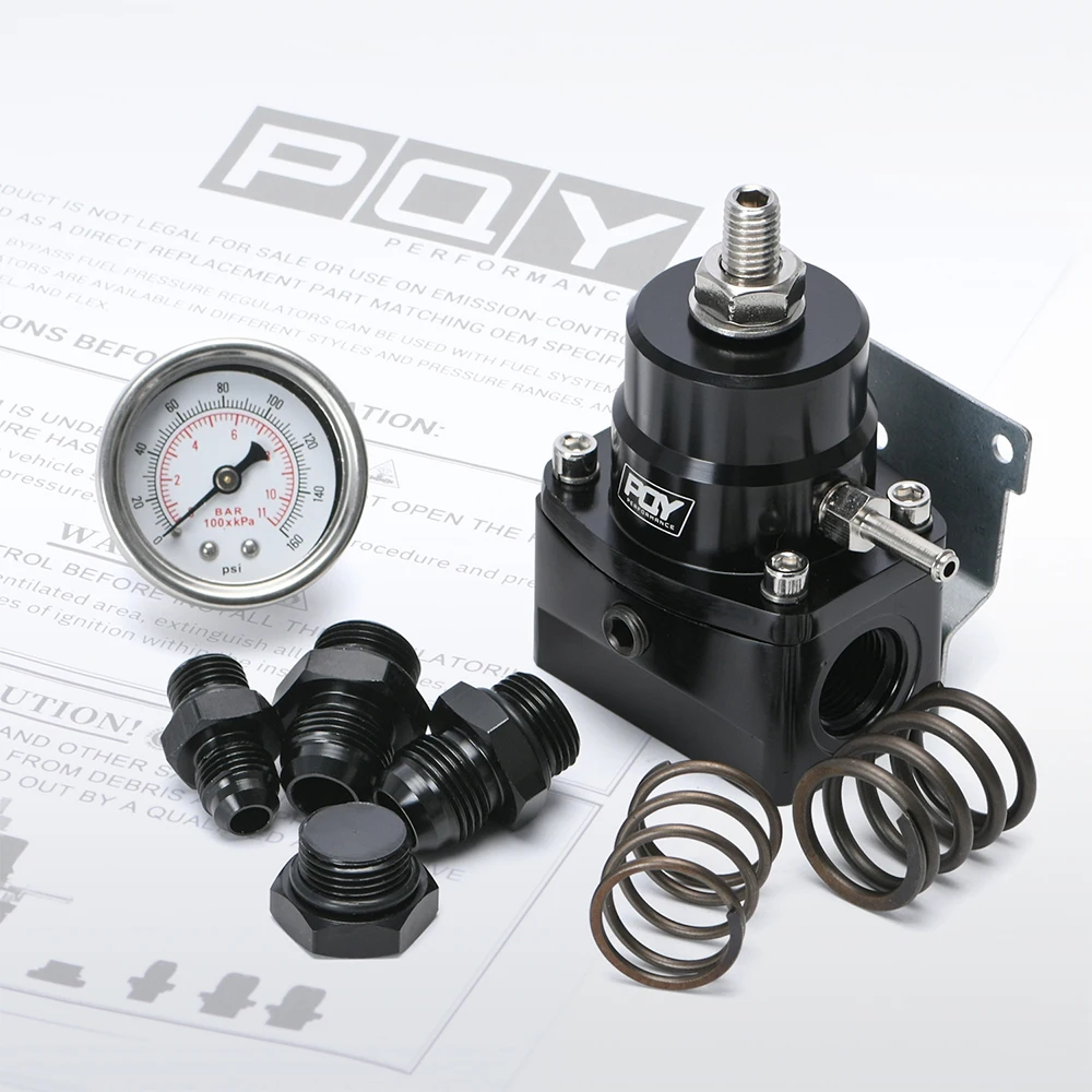 Fuel Pressure Regulator Universal Aluminum Fuel Pressure Regulator AN8 Feed & AN6 Return Line W/ 0-160PSI Gauge Set 3-20 20-45 45-70 Pressure Springs