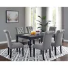 Urban Style Counter Height Dining Set Table and 6 Chairs Solid Wood Grey Button Tufted Back Stately Turned Legs Driftwood Finish 1