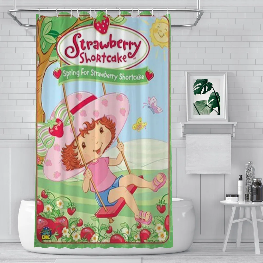 

Strawberry Shortcake Shower Curtain for Bathroom Aesthetic Room Decoration