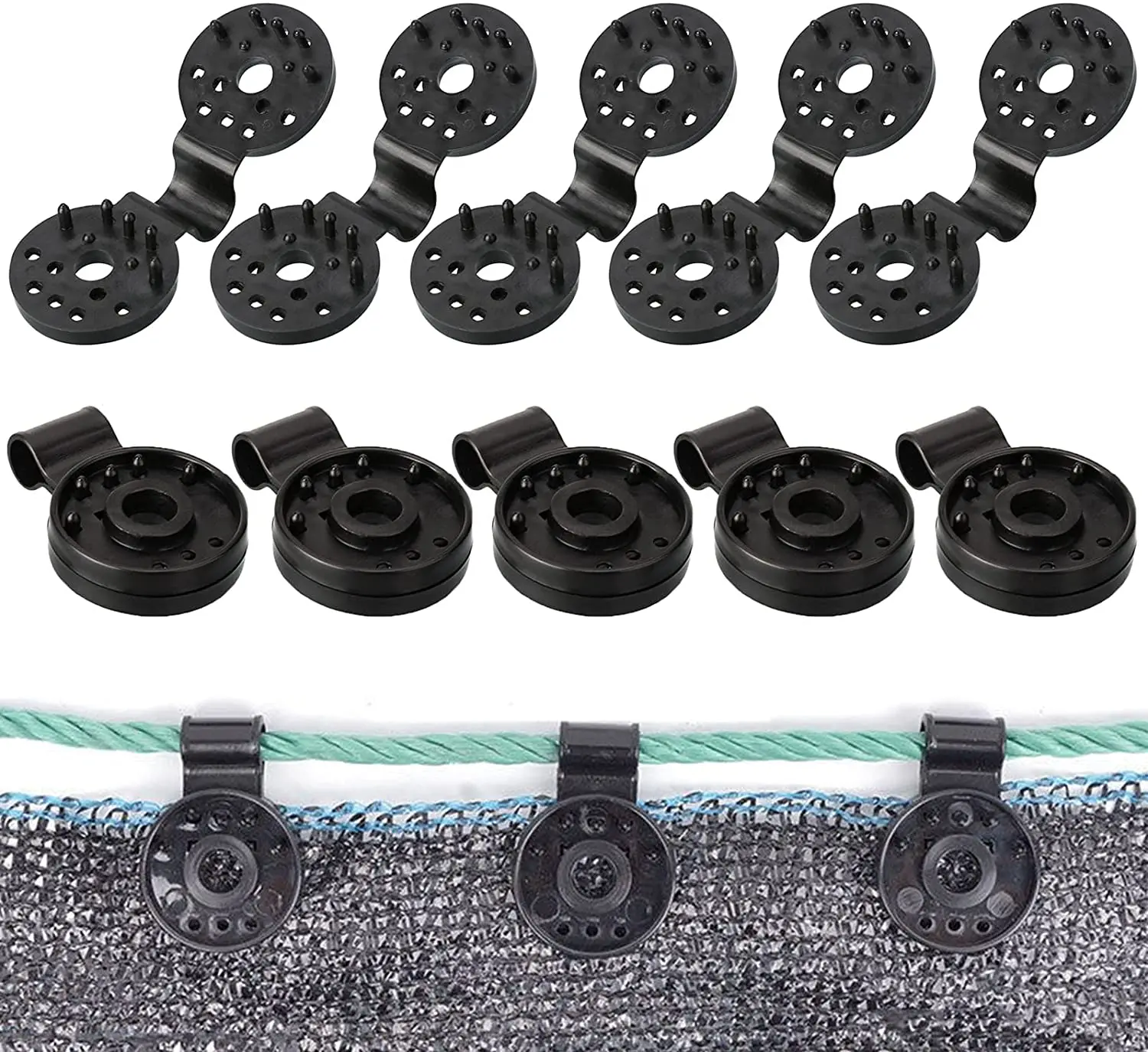 20PCS Shade Cloth Clips, Gardening Round-Shape Clips Instant Plastic Grommet for Anchoring Shade Cloth and Landscape Fabric