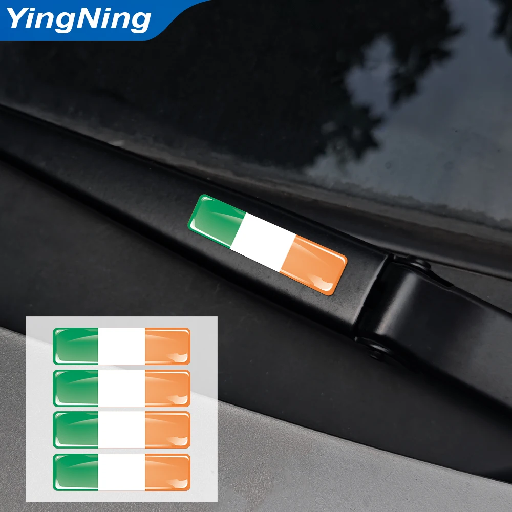 Irish Flag 3D Epoxy Resin Car Sticker Set – Stylish Auto Decoration Accessories (4-Pack)