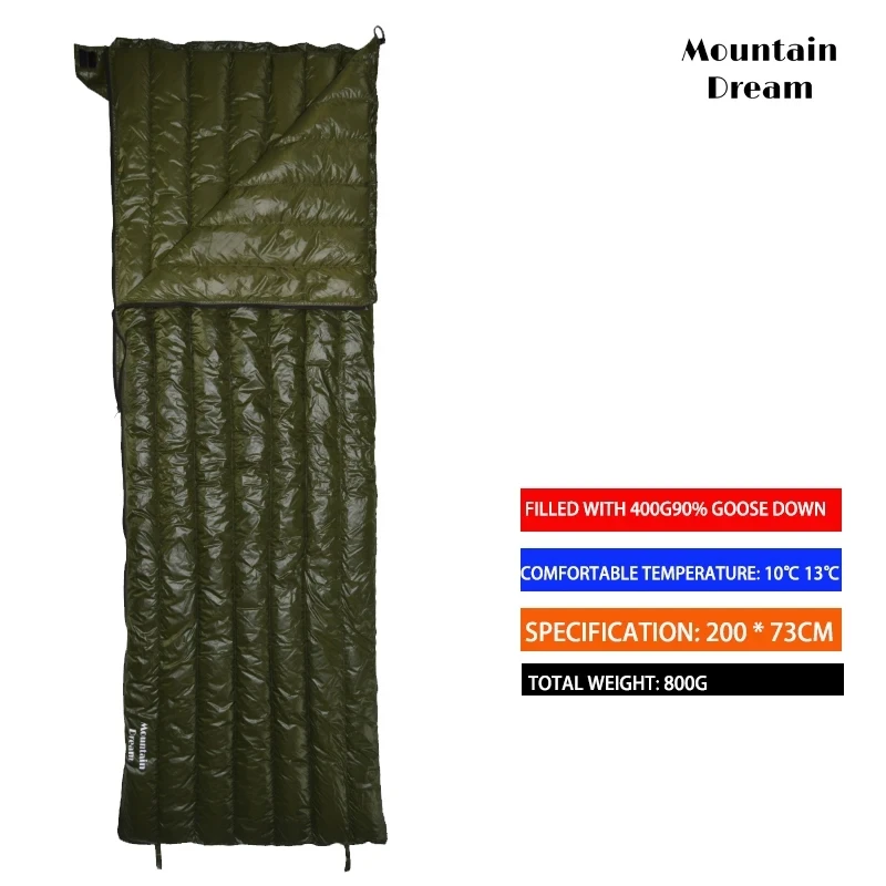 Camping Sleeping Bag 90% Goose Down Adult 200*73cm Envelope