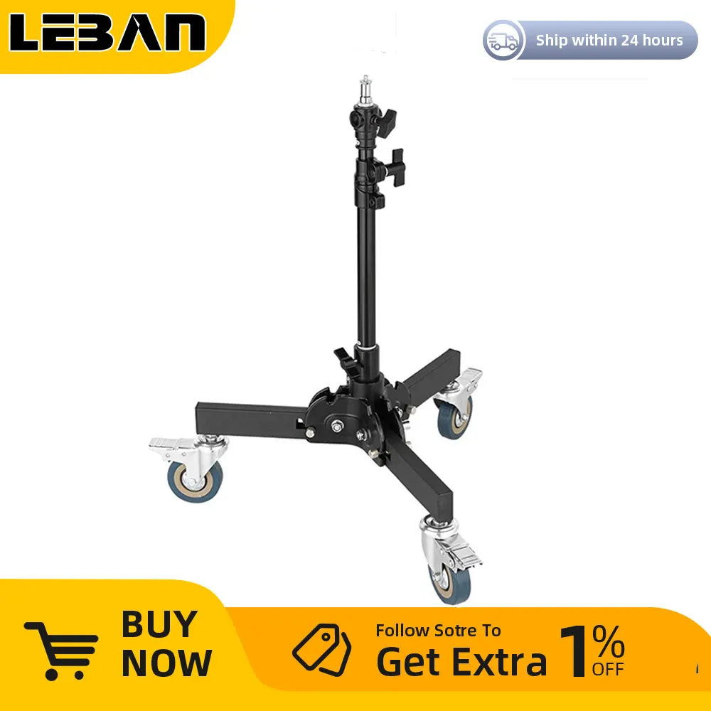 AMBITFUL 61-81cm Profession Removable Very Sturdy Folding Floor Light Stand and Wheels for Studio Flash LED Light