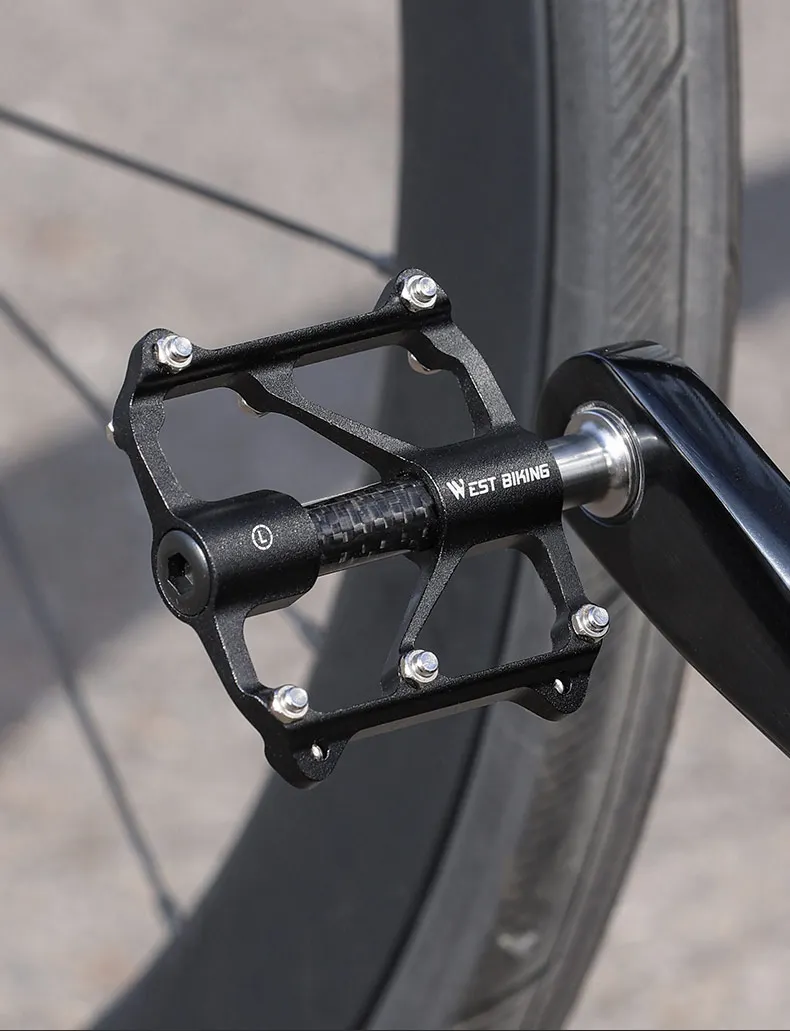 WEST RADFAHREN Titan Achse Fahrrad Pedal Ultraleicht 3 Lager Carbon Welle Abdeckung Fahrrad Pedale Straße MTB Anti-Slip Radfahren teile – Detail 2