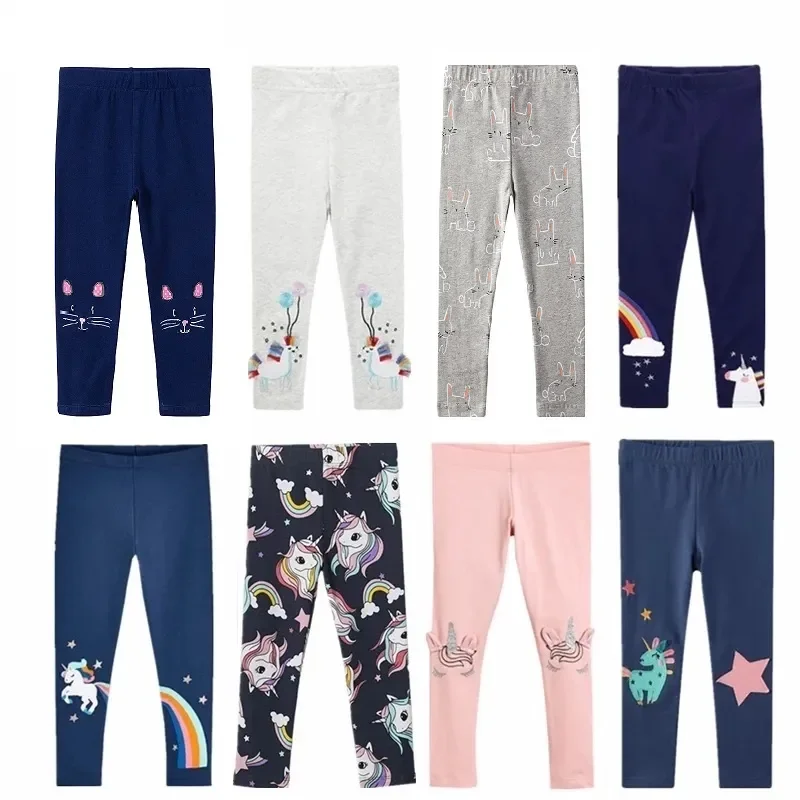 2 3 4 5 6 7 Years Girls Leggings 100% Cotton Girl's Trousers Little Girls Pants Skinny Cartoon Kids Children Leggings Trousers 2