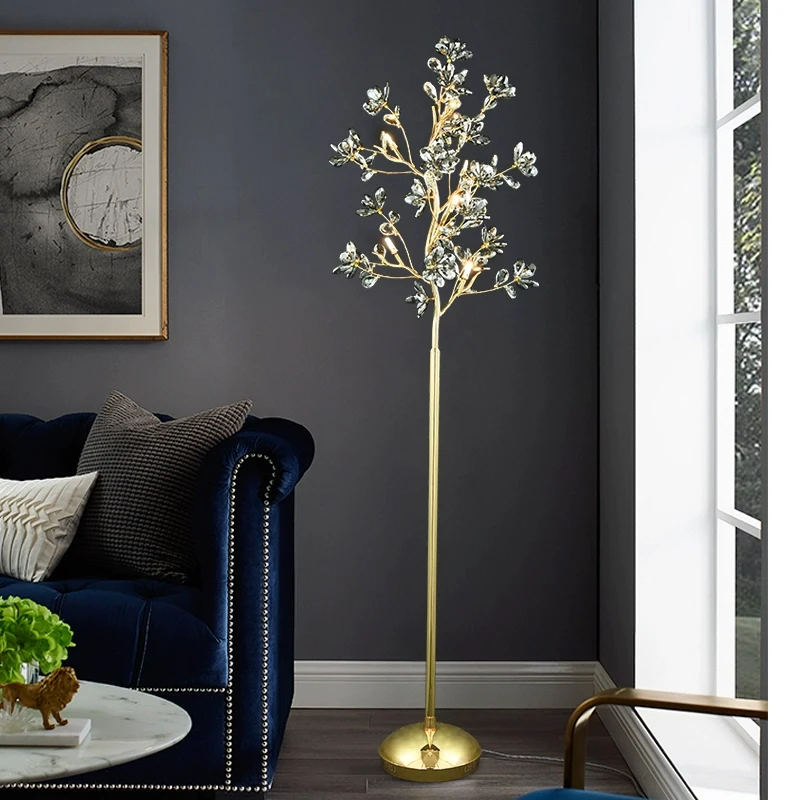 

Luxury Living Room Floor Lighting Postmodern LED Crystal Floor Lamps Minimalist vertical Light Villa Creative Bedroom Night Lamp