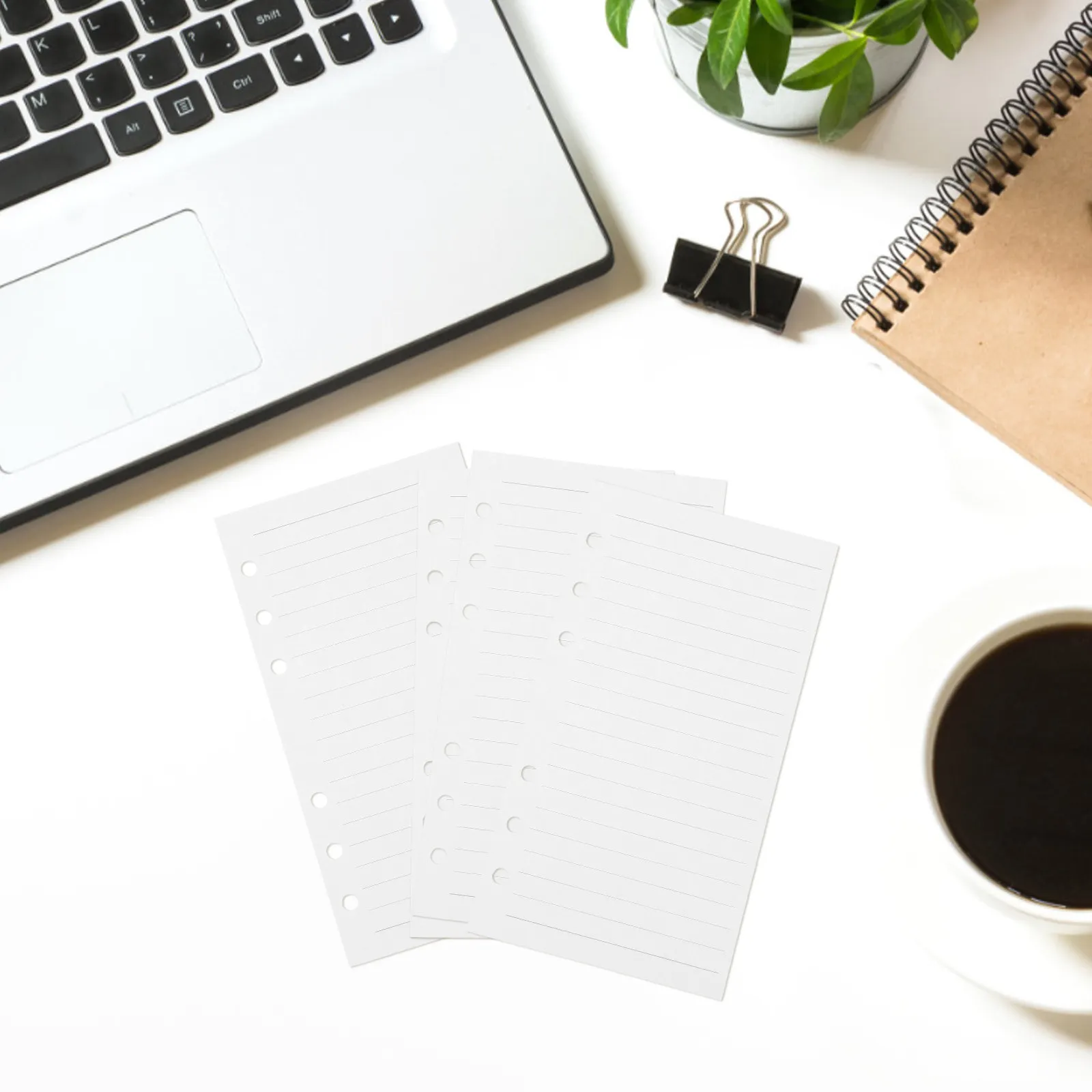 45매 A6 6공 루즈리프 용지 리필, 줄지어 있는/격자형 노트 바인더 속지, 사무실/학생용