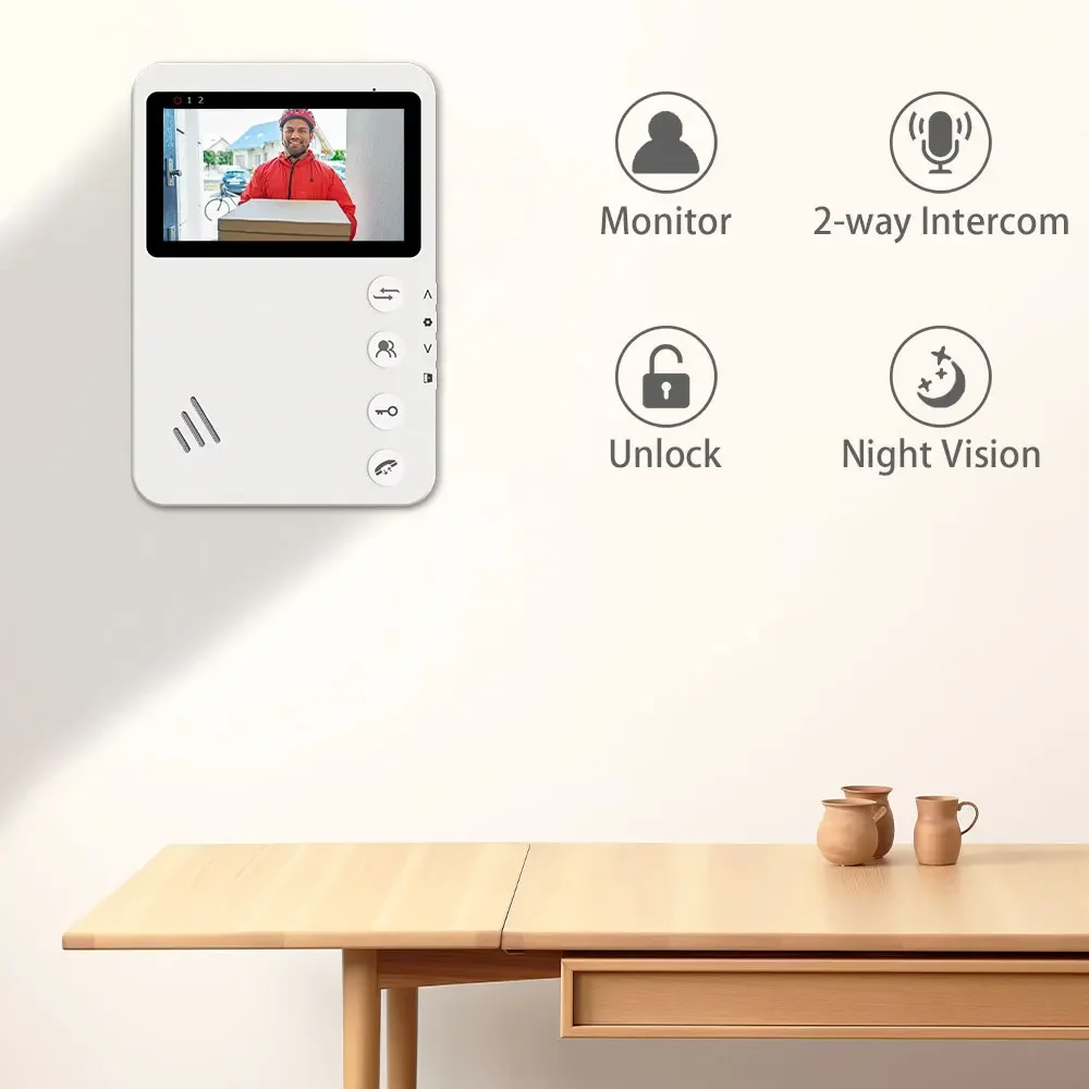 4.3 Inch Metal Doorbell Video Intercom for Home Apartment with IP65 Waterproof N