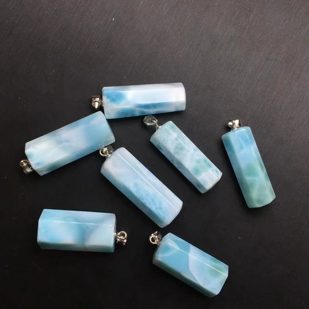 

Единица цельнокроеной пряжки из серебра 925 пробы с экономичным натуральным кристаллом ларимара, исцеляющая шестиугольная звезда для подарка ювелирных изделий