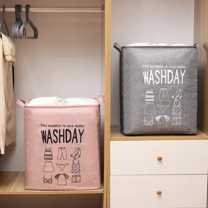 Large Capacity Fabric Clothes Storage Bag Bluestocking Cotton Quilt Storage Organizer Household Item Clothing Sorting Bin 2