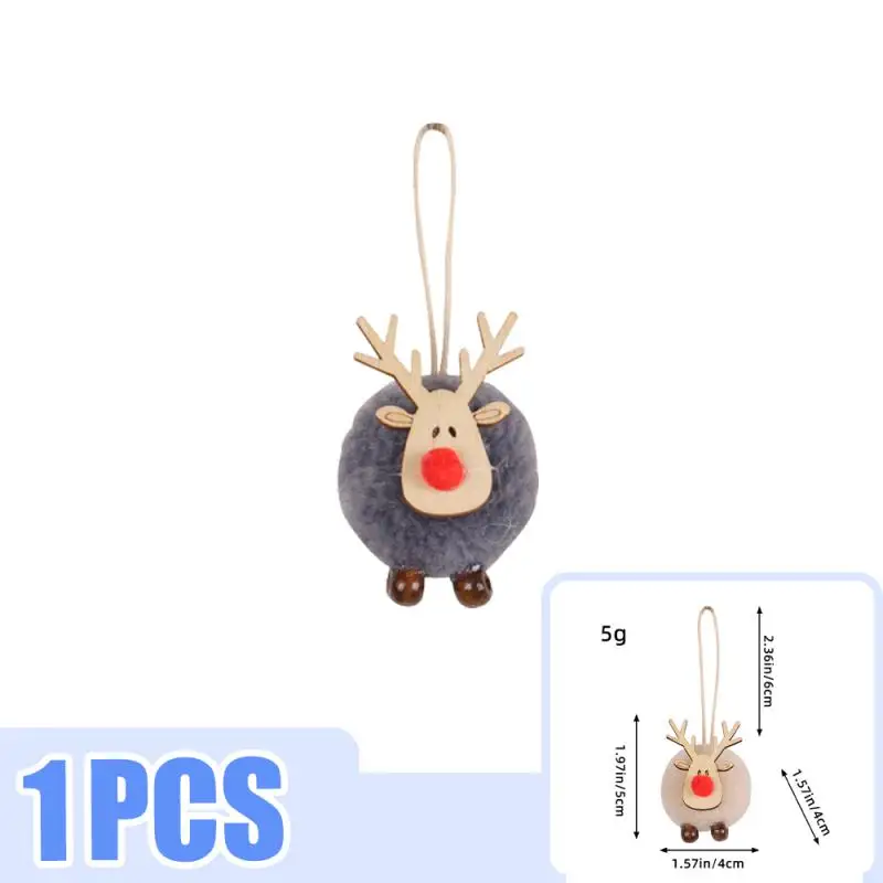 thumbnail image 1 of Christmas Fawn Fur Ball Pendant New Elk Felt Hanging Deer Pendant Xmas Tree Decorative Hanging Wooden Elk Party Decor Christmas, 1 of 5