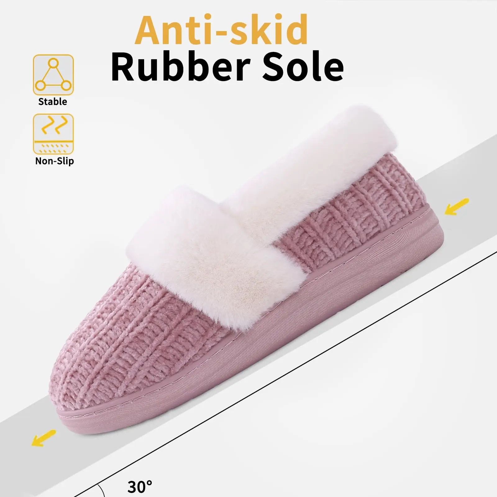 Comwarm Winter Knit Fur Slippers For Women Fleece Lined Plush Slippers With Memory Foam Soft Comfort Warm House Fuzzy Slides 5