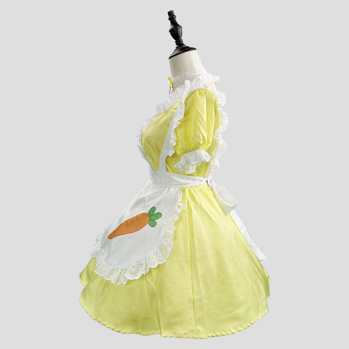Cosplay Maid Kleid Gelb mit Schürze Anime Lolita Kostüm Damen 3