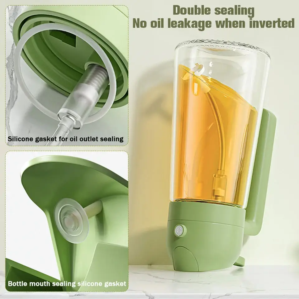 2 in 1 household oil spray pot automatically opens and closes, pours out edible oil spray atomization bottle