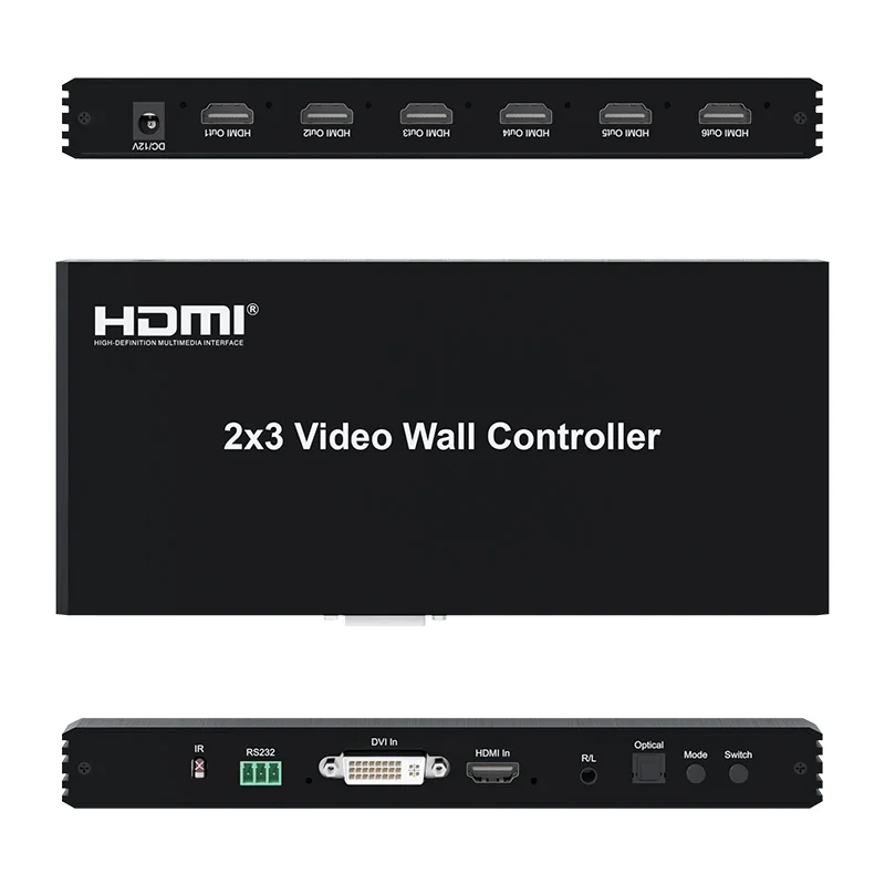 1080P 2x3 DVI HDMI 비디오 월 컨트롤러 프로세서 2x2 3x2 6화면 TV 월 스플라이싱 박스 비디오 스플라이서 베젤 180도 조절 가능 ° 뒤집기하다